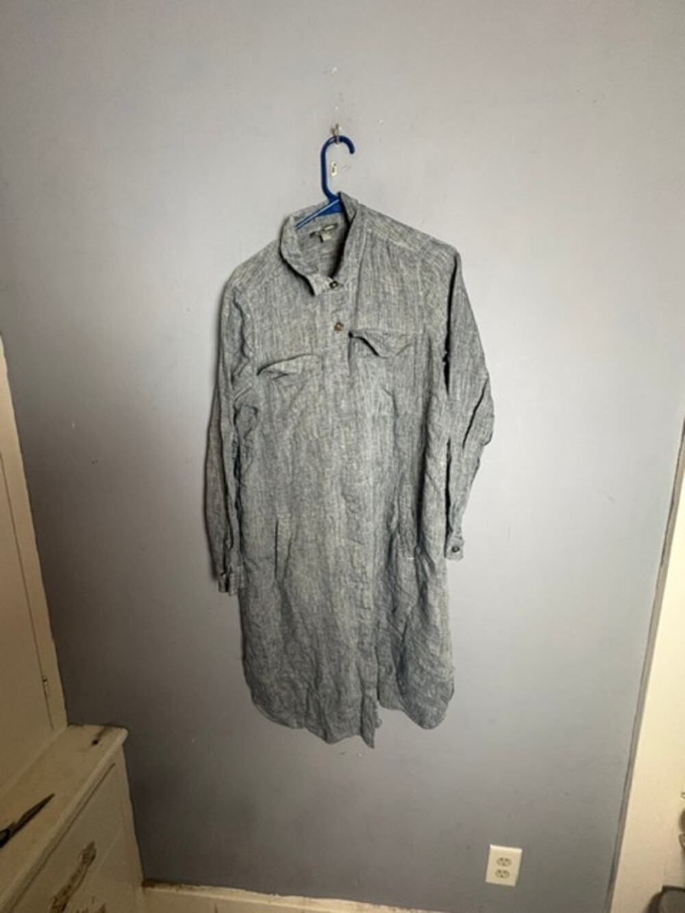Go Silk Womens Gray Long Tunic Shirt Dress Size Large NWOT